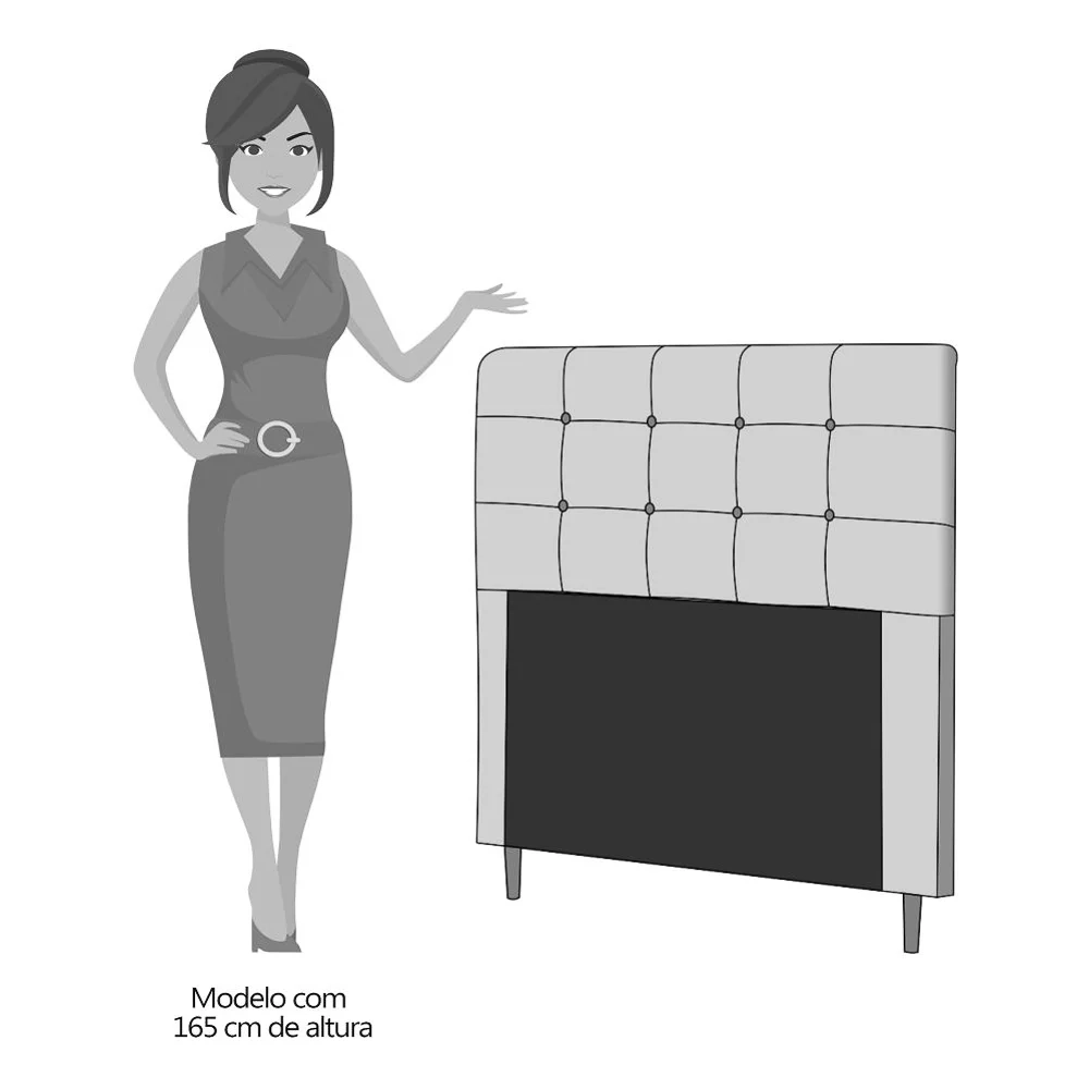 Cabeceira Cama Box Casal King 193cm Luna Sintético Preto Z51 - Mpozenato