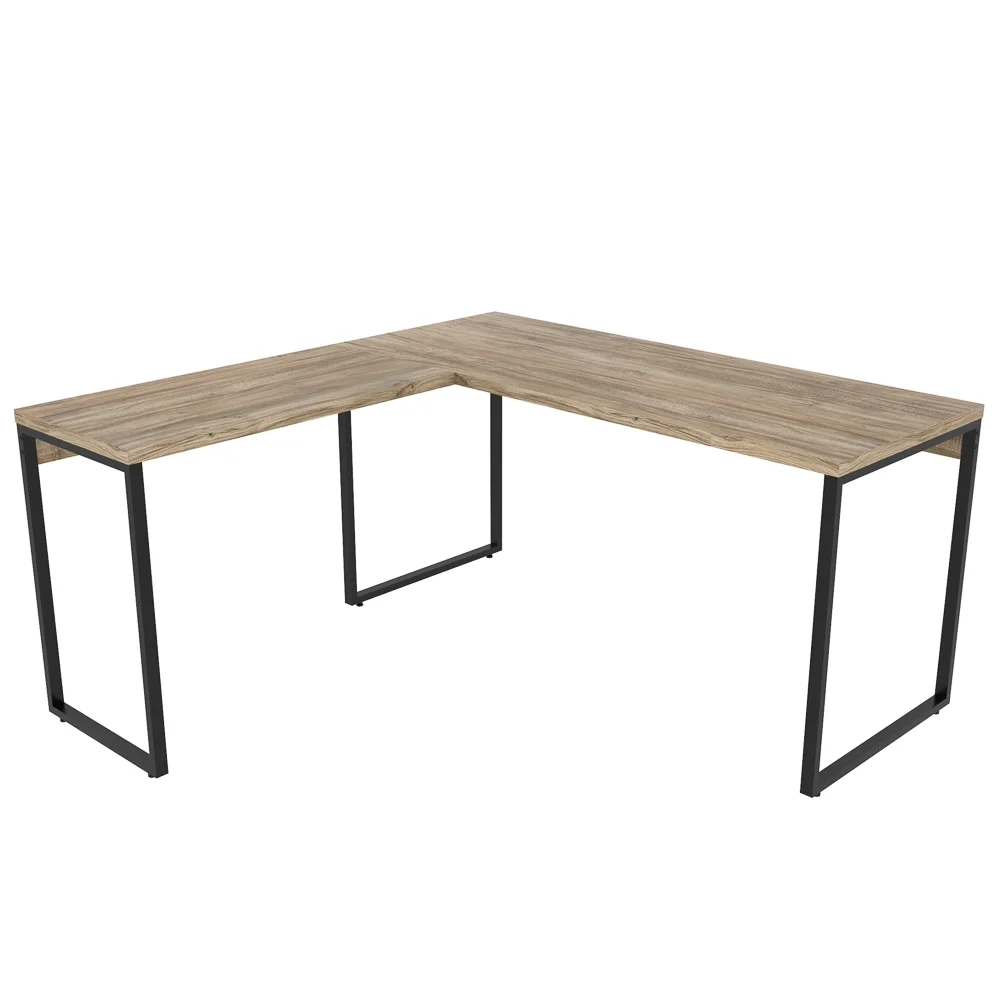 Mesa de Escritório Office em L 150x150cm Estilo Industrial Prisma C08 Carvalho - Mpozenato