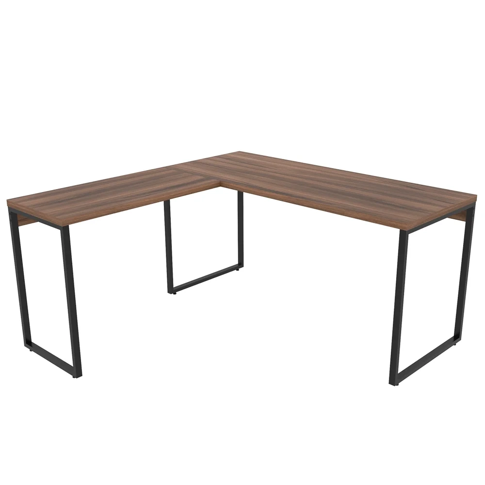 Mesa de Escritório Office em L 150x150cm Estilo Industrial Prisma C08 Nogal - Mpozenato