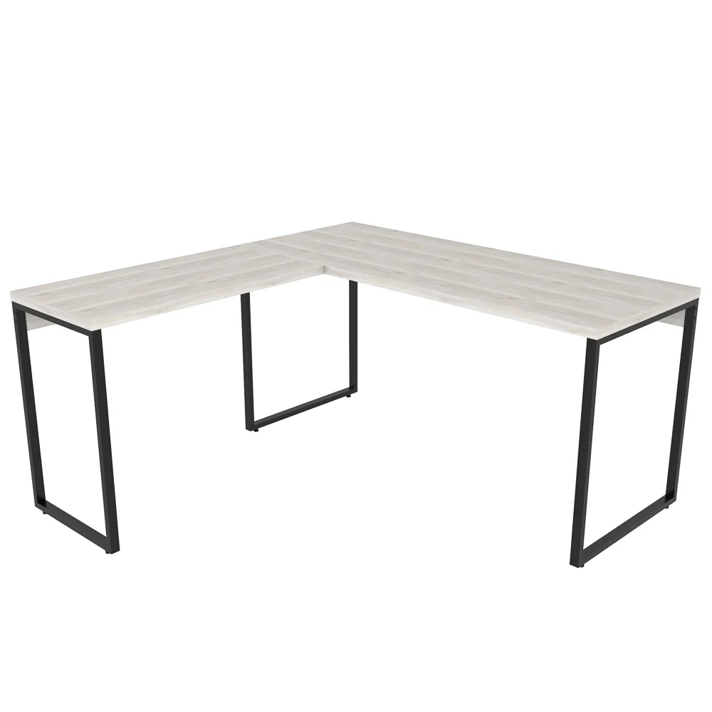 Mesa de Escritório Office em L 150x150cm Estilo Industrial Prisma C08 Snow - Mpozenato