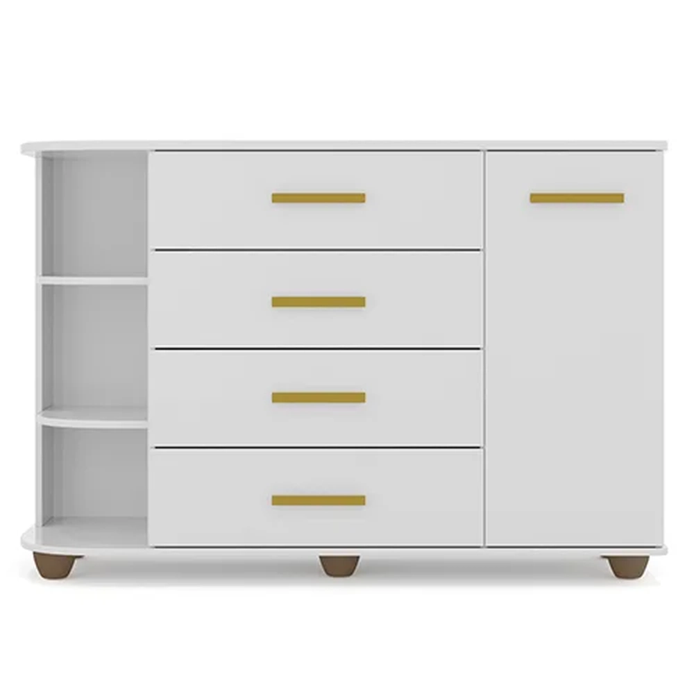 Cômoda Infantil com Cantoneira Laura 1 Porta Z39 Branco - Mpozenato