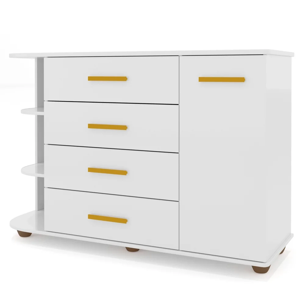 Cômoda Infantil com Cantoneira Laura 1 Porta Z39 Branco - Mpozenato