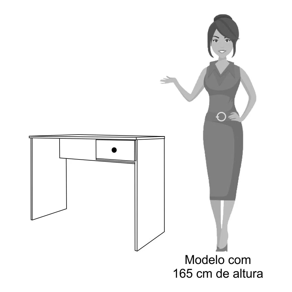 Mesa para Computador Notebook Escrivaninha 101cm Dubai L03 Carvalho Bruma - Mpozenato