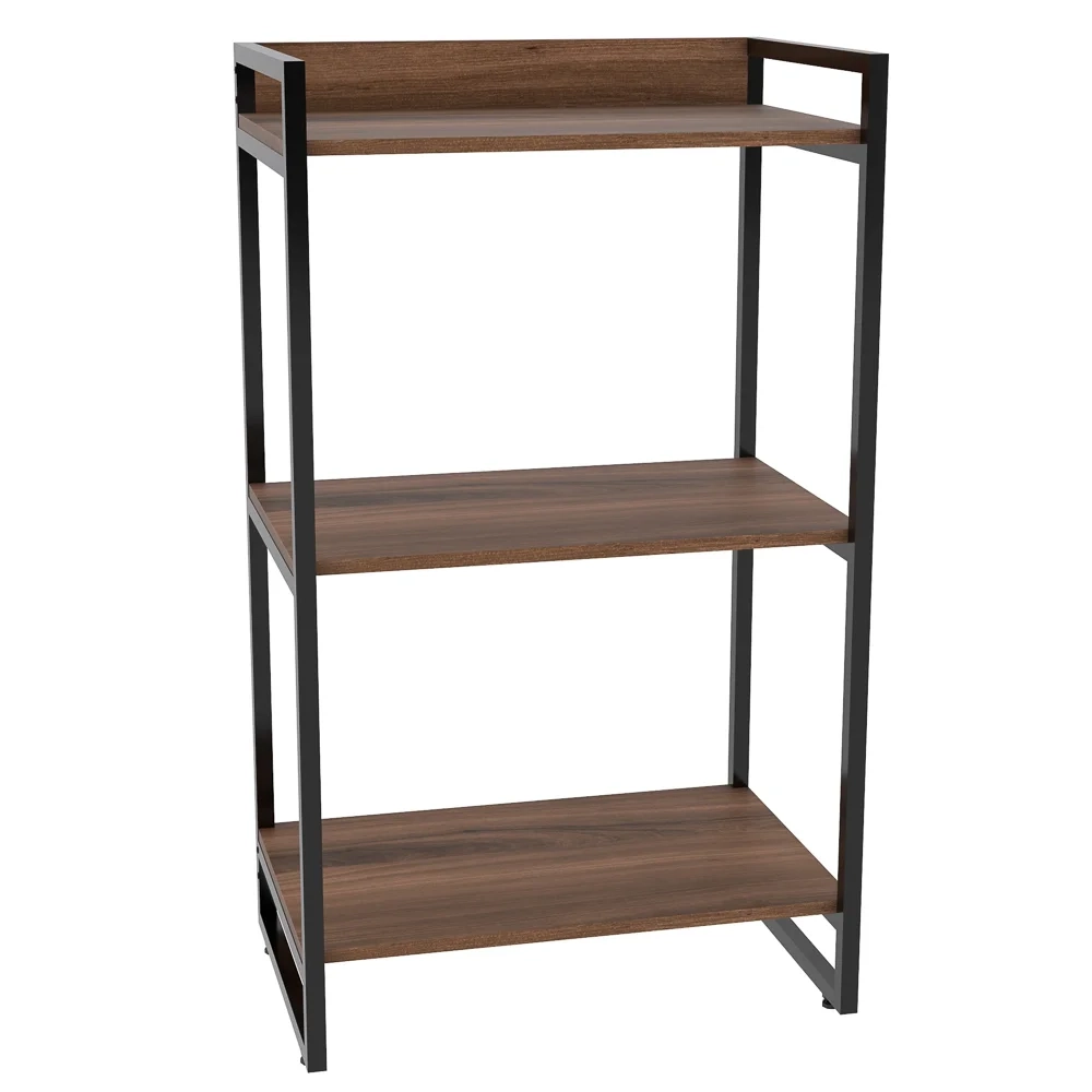 Estante Livreiro Prisma Estilo Industrial 60cm 3 Prateleiras C08 Nogal - Mpozenato