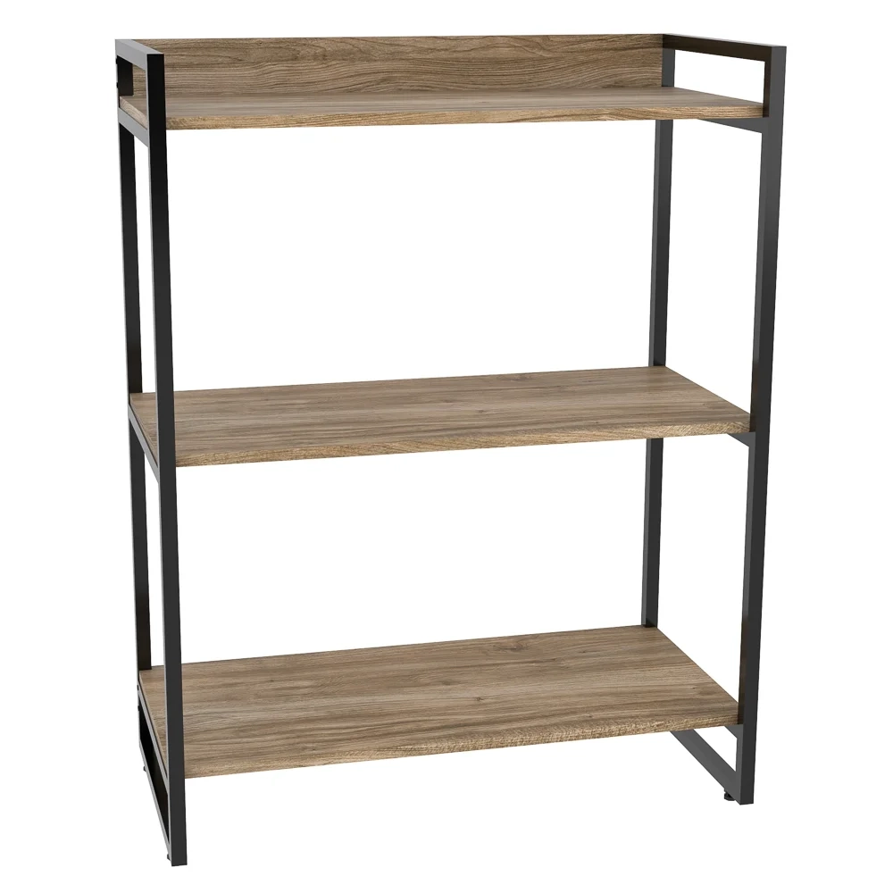 Estante Livreiro Prisma Estilo Industrial 80cm 3 Prateleiras C08 Carvalho - Mpozenato