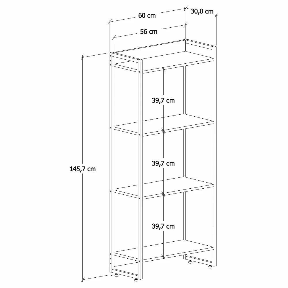 Estante Livreiro Dynamica Industrial 60cm 4 Prateleiras C08 Carvalho - Mpozenato