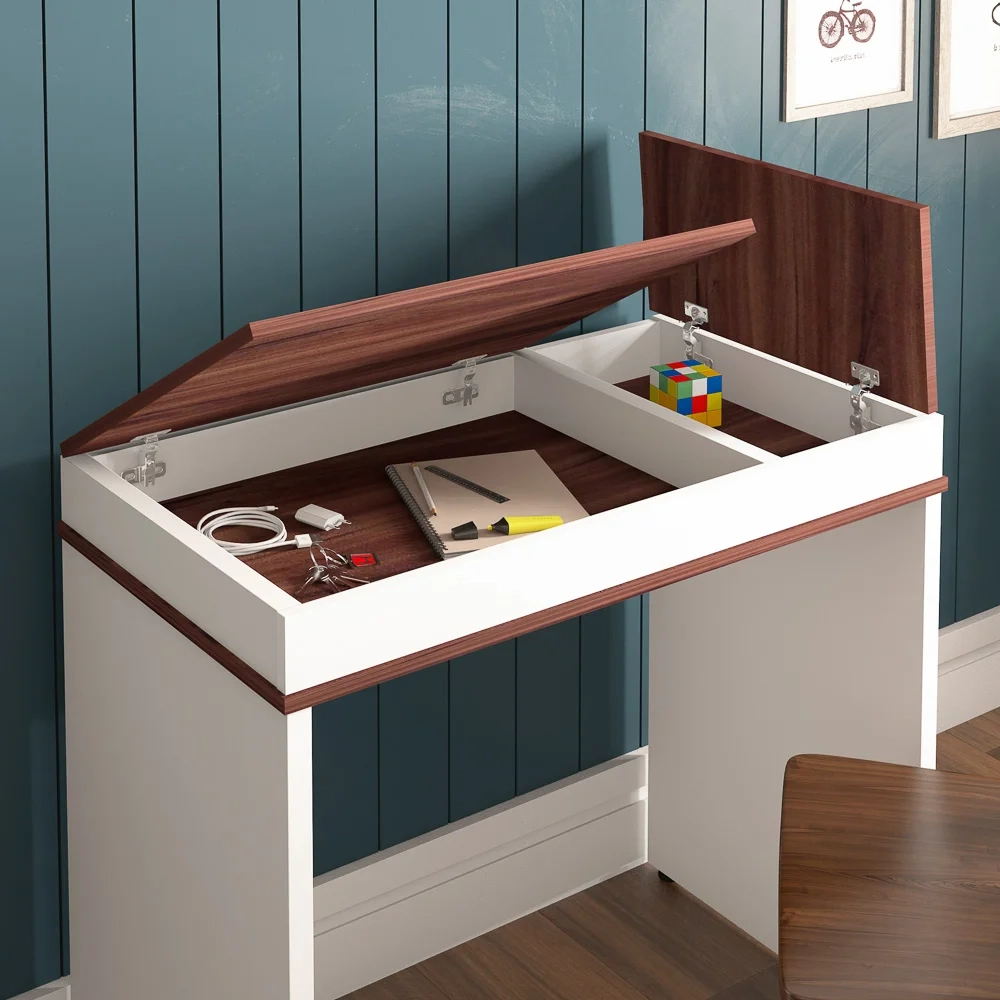 Escrivaninha Office com Tampo Dobrável Mobile Mind Ipê/Branco - Artany