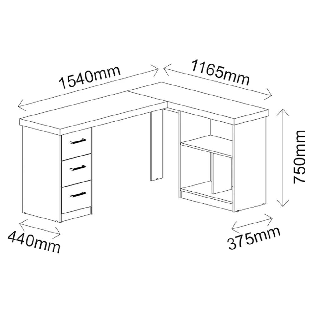Escrivaninha Home Office 1 Prateleira Mobile Mali Preto/Ipê - Artany