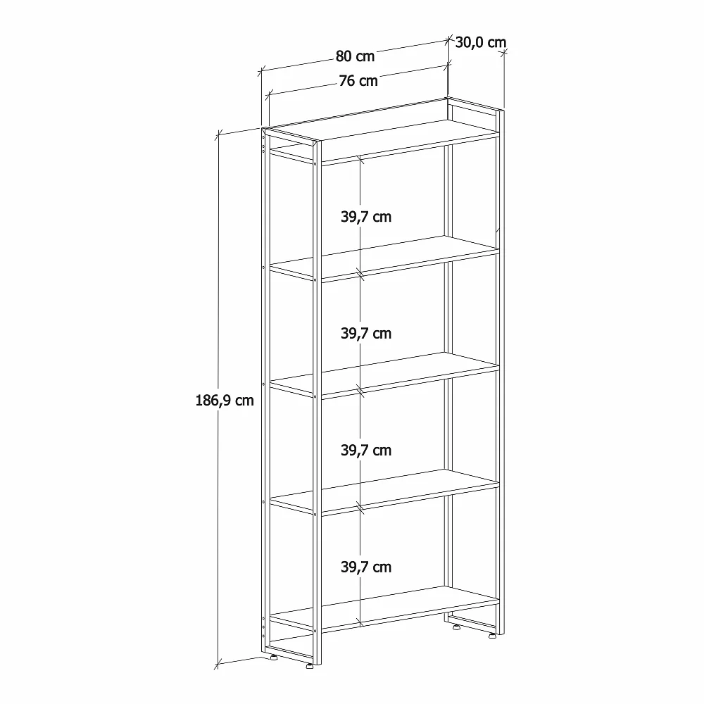 Estante Livreiro Dynamica Industrial 80cm 5 Prateleiras C08 Snow - Mpozenato
