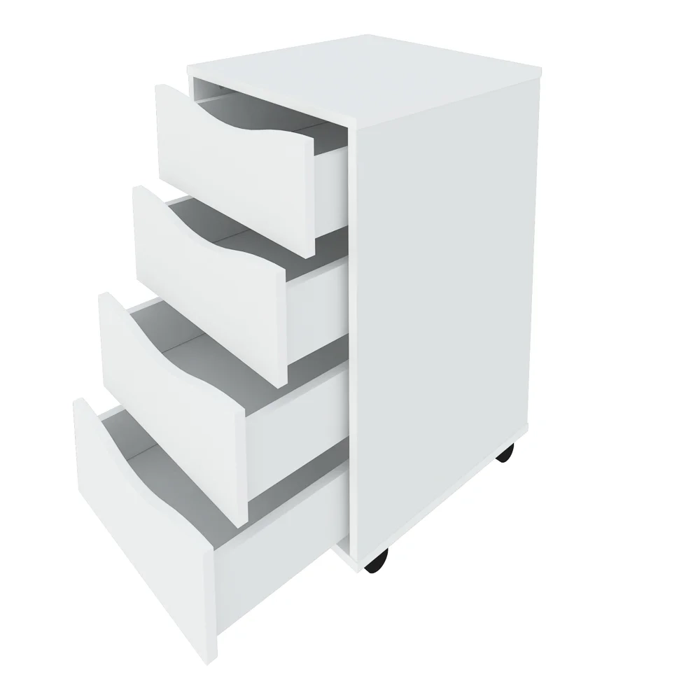 Gaveteiro 4 Gavetas Pés Rodízios Mobile Bit Branco - Artany