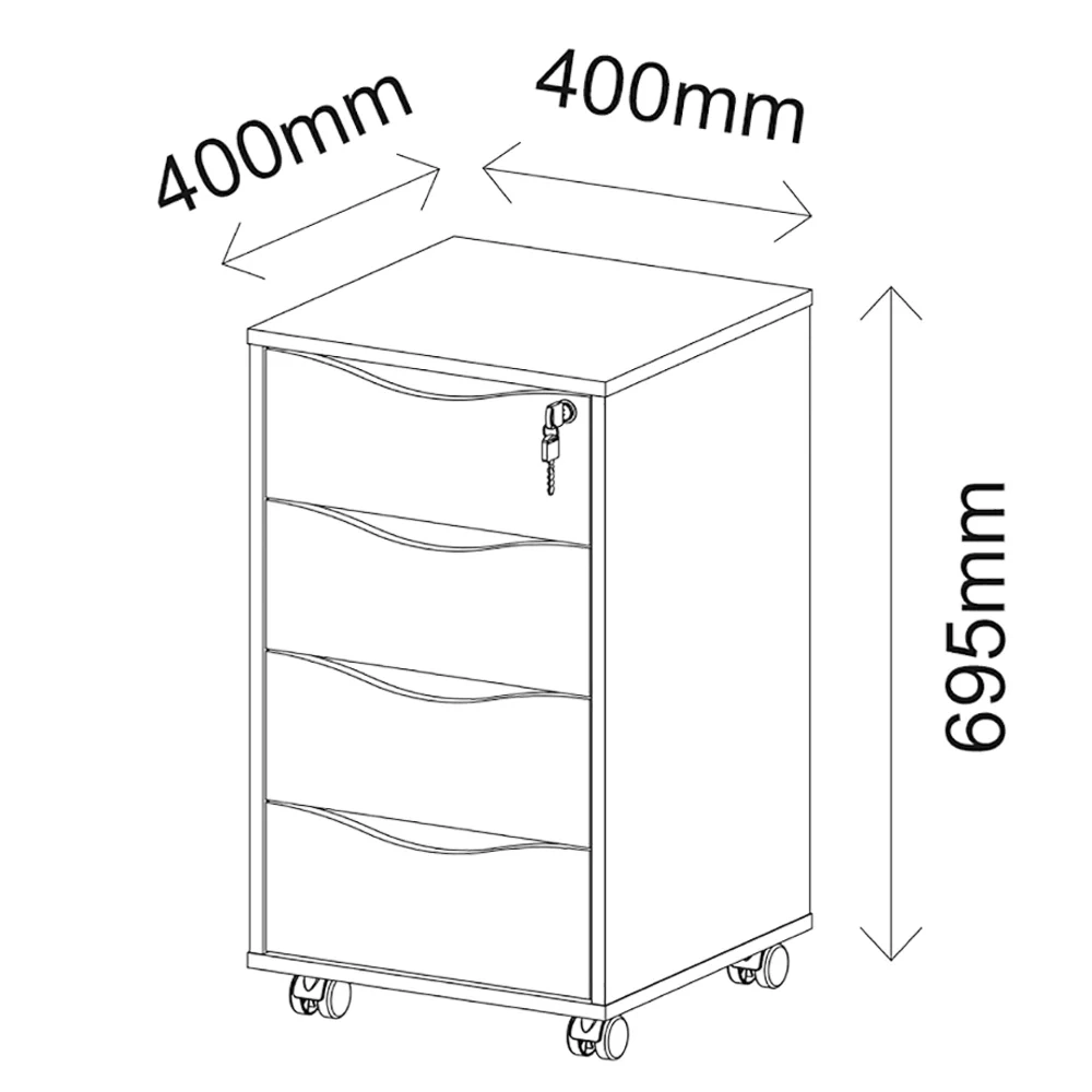 Gaveteiro 4 Gavetas Pés Rodízios Mobile Bit Branco - Artany
