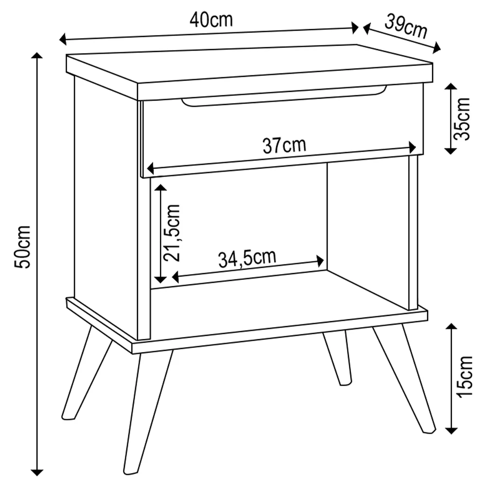 Mesa de Cabeceira Infantil 1 Gaveta Mel Z39 Branco - Mpozenato