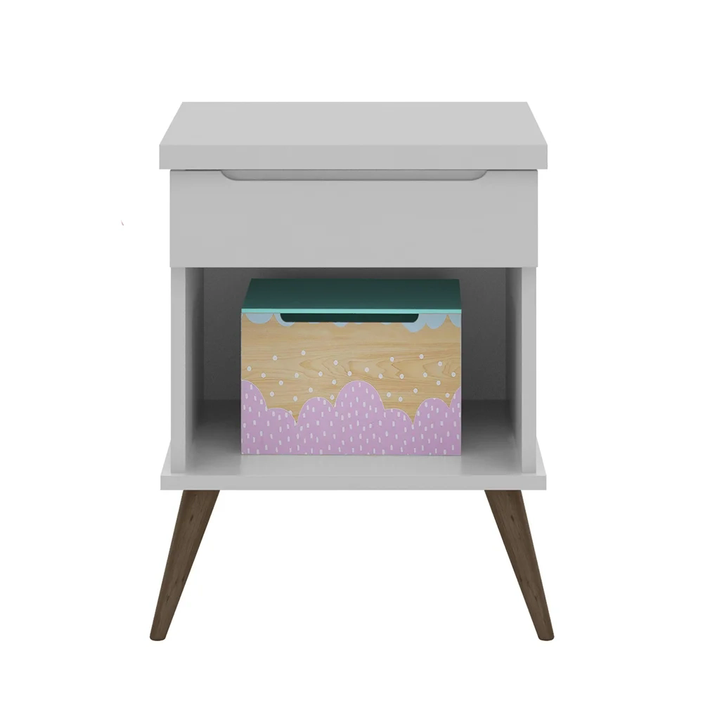 Mesa de Cabeceira Infantil 1 Gaveta Mel Z39 Cinza - Mpozenato