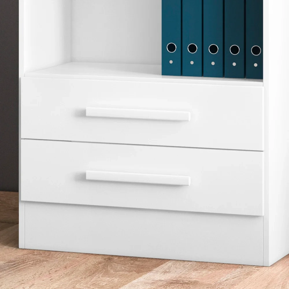 Estante Livreiro 2 Gavetas e 5 Prateleiras Fancy Q01 Branco - Mpozenato