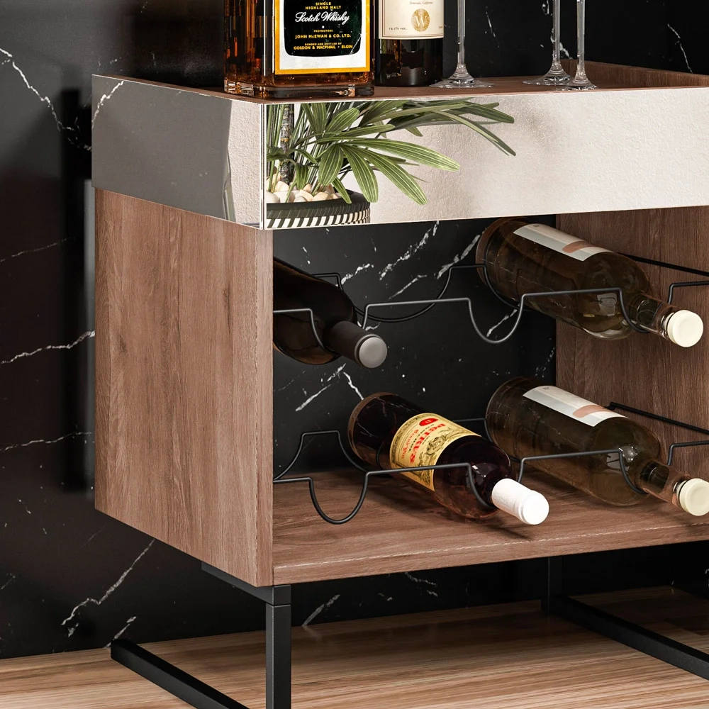 Adega Espelhada 6 Garrafas com Pés Metálicos Estilo Industrial Loft D09 Demolição/Preto - Mpozenato