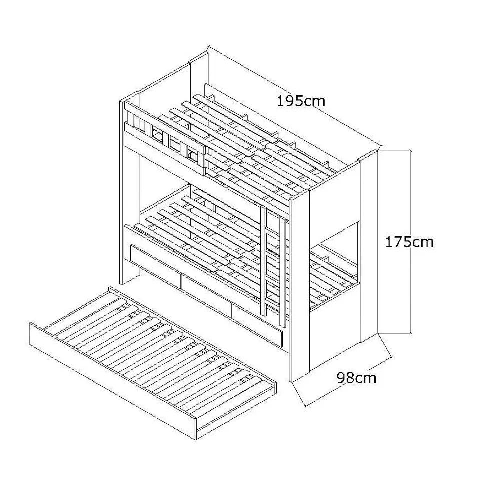 Treliche 3 Gavetas com Escada Metalizada Faces F04 Branco - Mpozenato