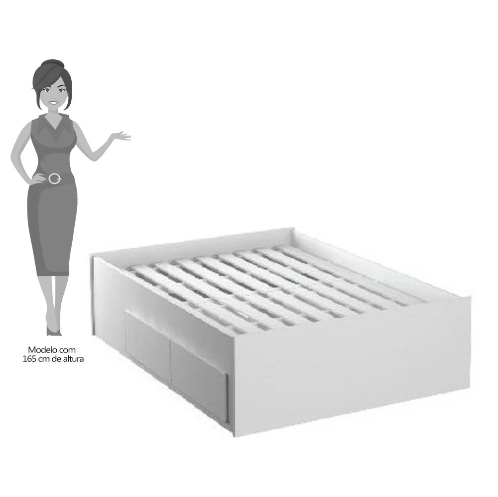Cama de Casal 147cm 4 Gavetas Dreams F04 Branco - Mpozenato