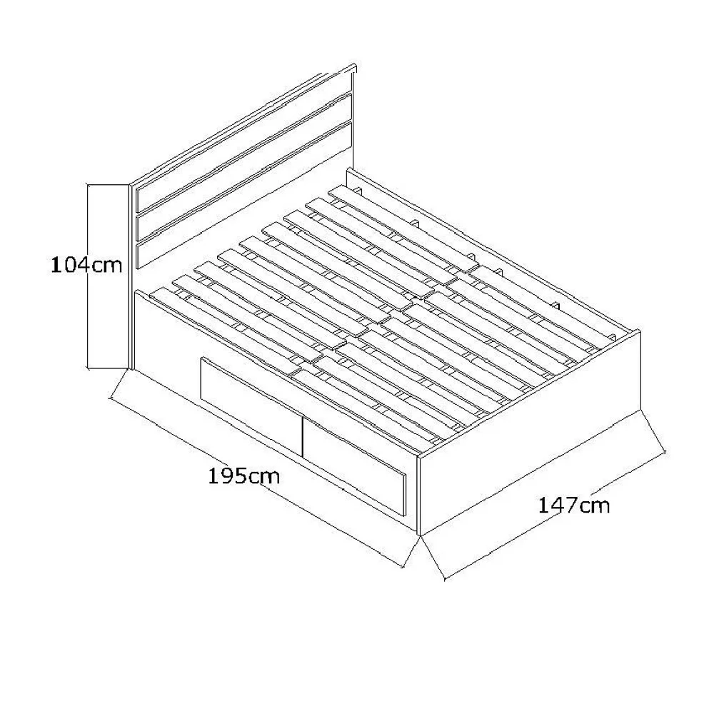 Cama de Casal com Cabeceira 147cm 4 Gavetas Dreams F04 Branco - Mpozenato