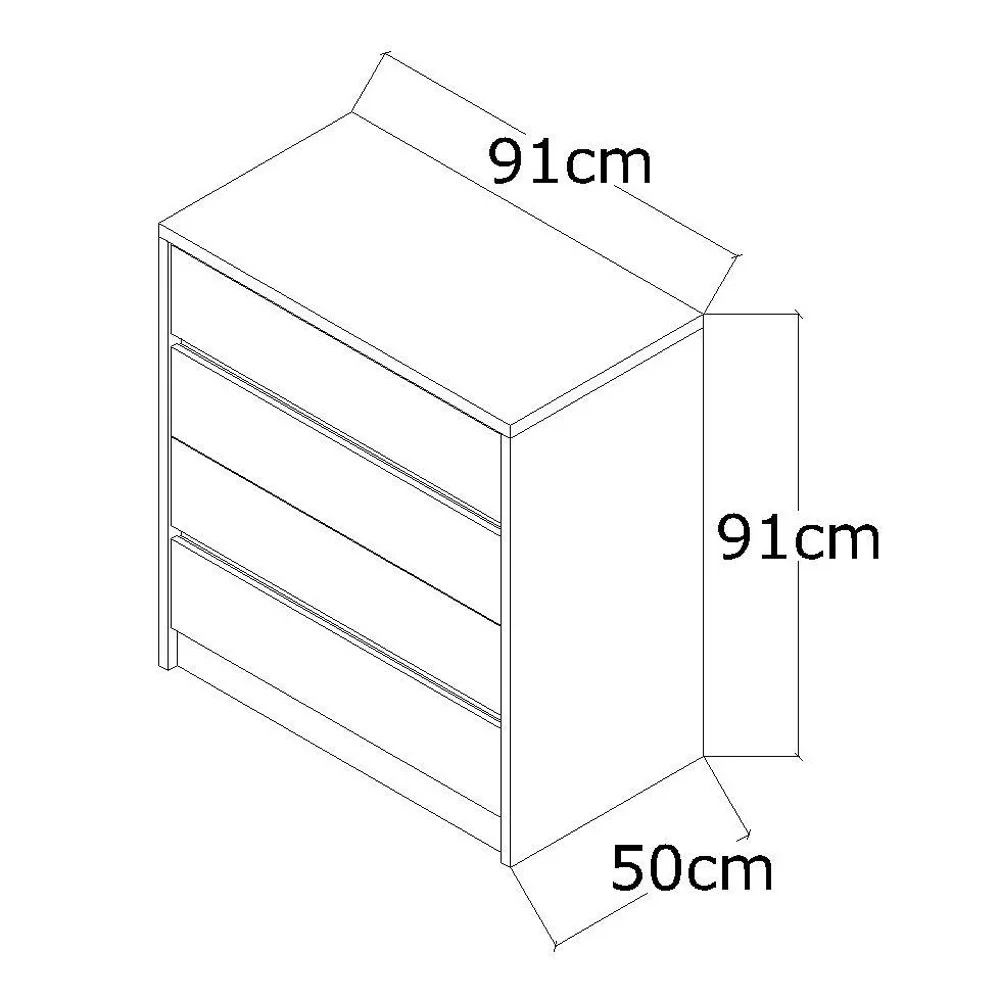 Cômoda Quarto Solteiro 4 Gavetas Blank F04 Branco - Mpozenato