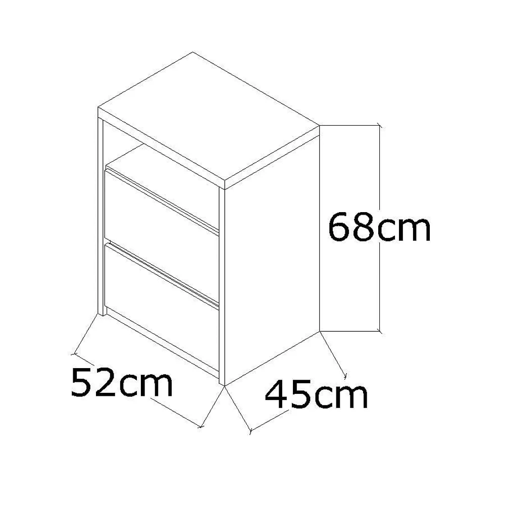 Mesa de Cabeceira 2 Gavetas 1 Nicho Blank F04 Branco - Mpozenato