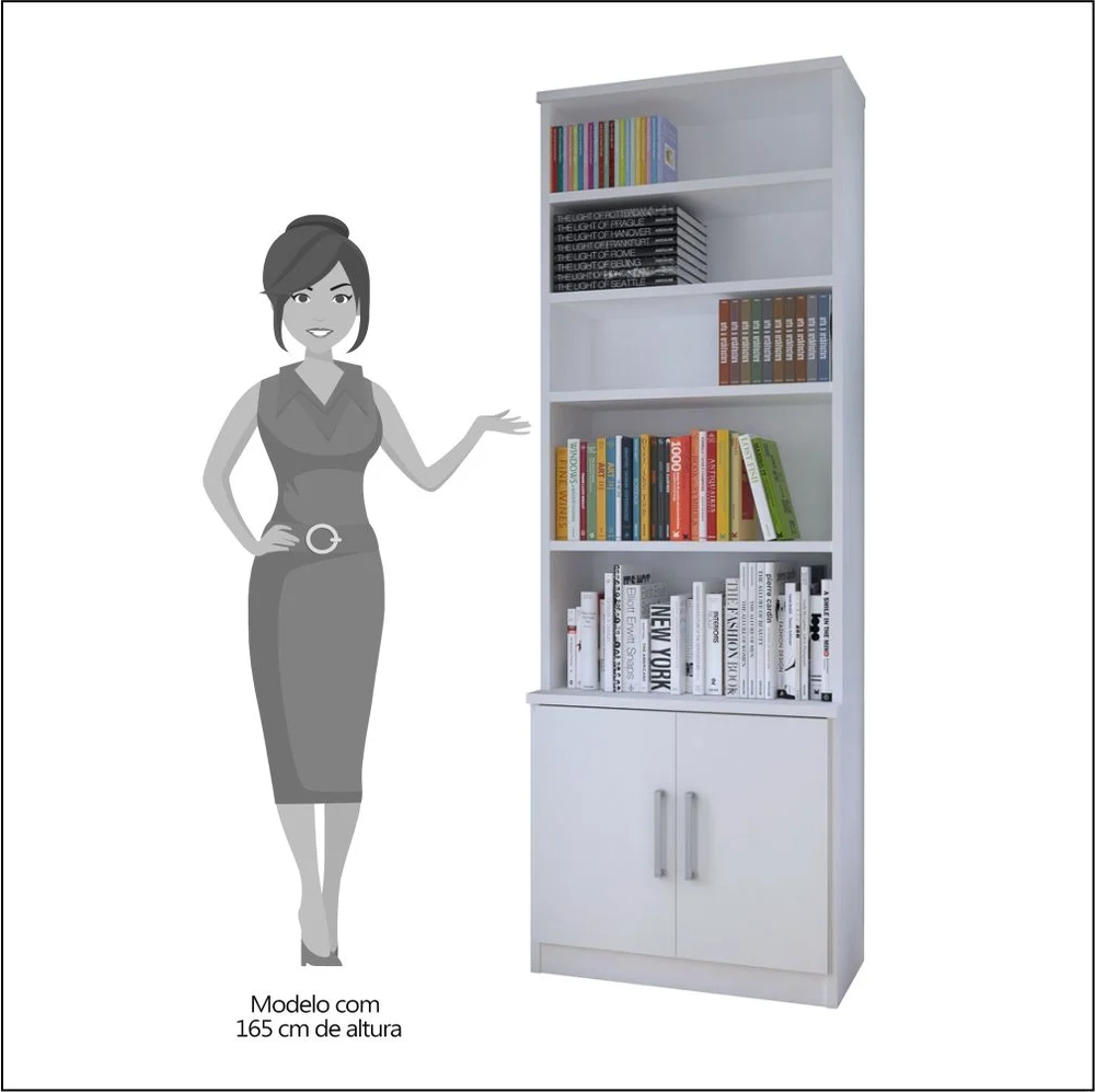 Estante Livreiro 2 Portas 4 Prateleiras Legend F04 Branco - Mpozenato