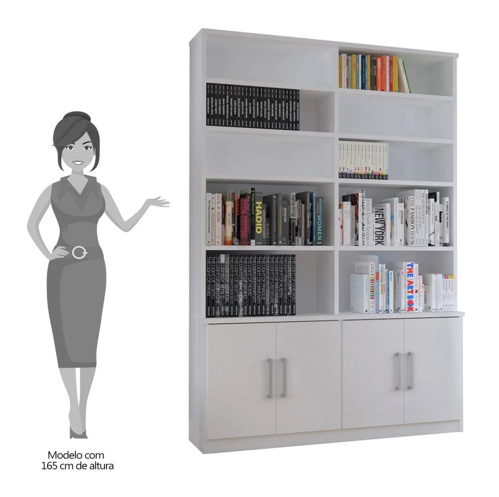 Estante Livreiro 4 Portas 10 Prateleiras Legend F04 Branco - Mpozenato