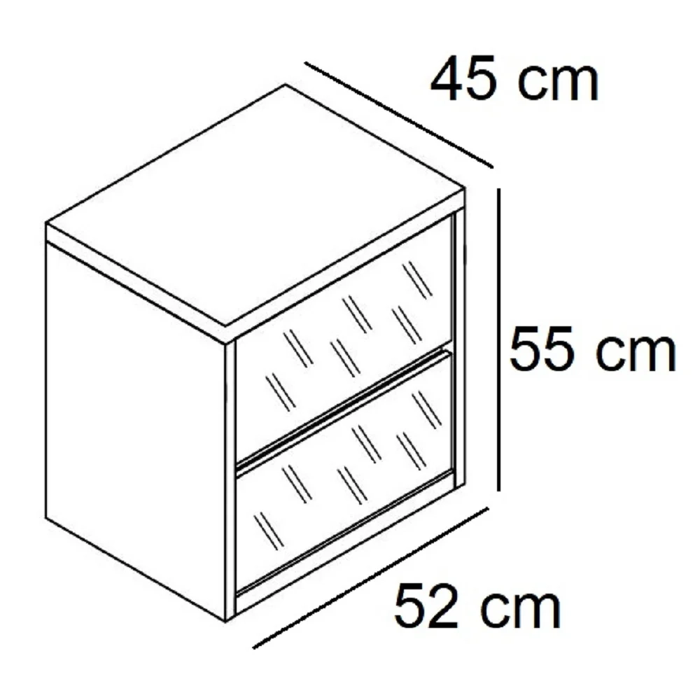 Mesa de Cabeceira Espelhada 2 Gavetas Blank F04 Branco - Mpozenato