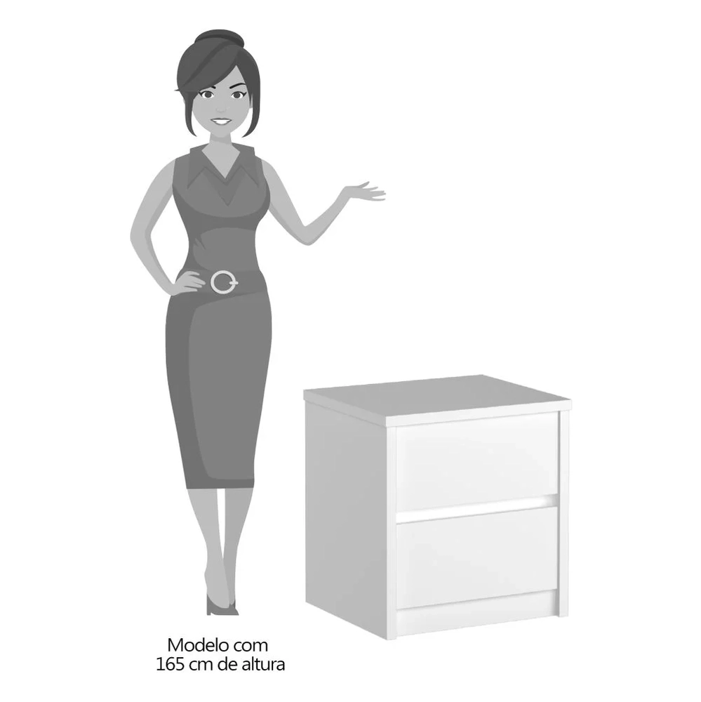 Mesa de Cabeceira Espelhada 2 Gavetas Blank F04 Branco - Mpozenato