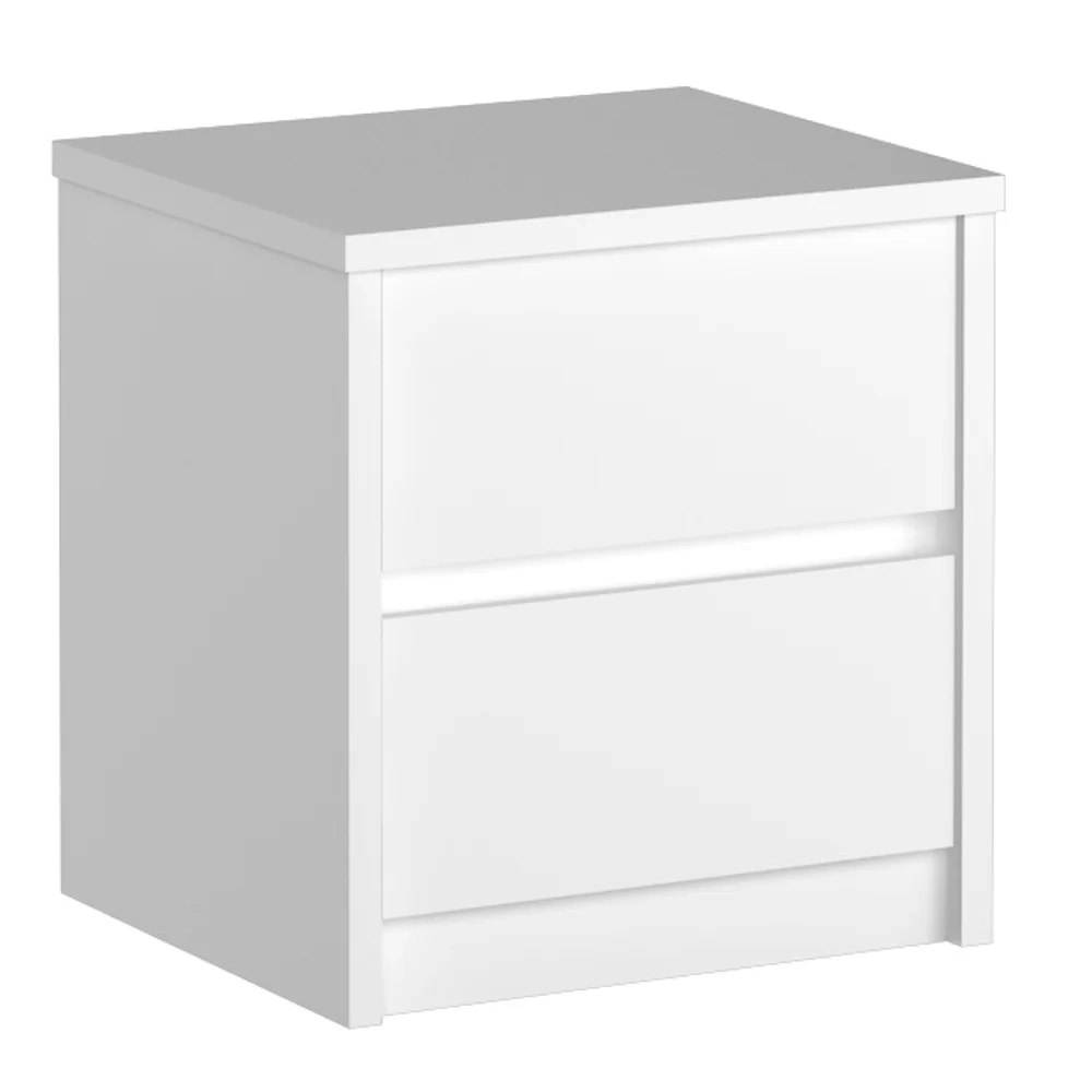 Mesa de Cabeceira Espelhada 2 Gavetas Blank F04 Branco - Mpozenato