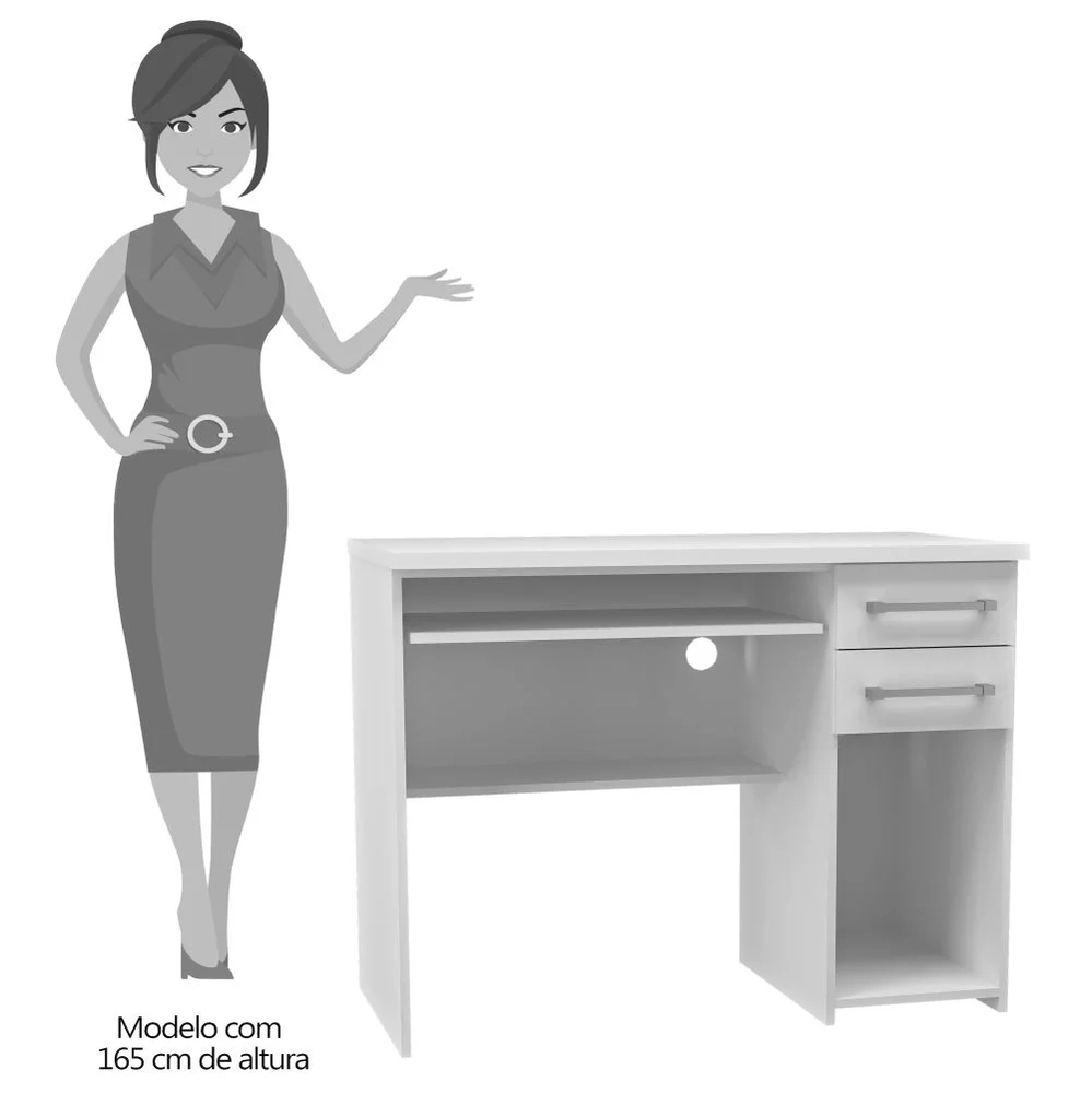 Mesa Escrivaninha para Computador 2 Gavetas 103cm Pratic F04 Branco - Mpozenato