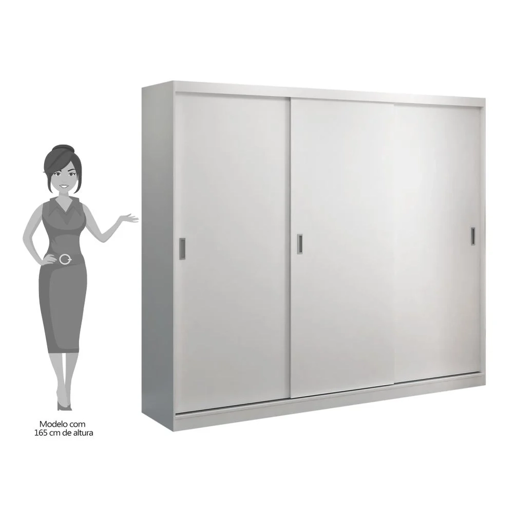 Guarda Roupa Casal 3 Portas de Correr Winter F04 Branco - Mpozenato