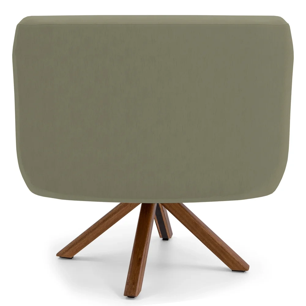 Poltrona Decorativa Giratória Base Giromad Madeira Jade C-19 Corano Bege - Domi