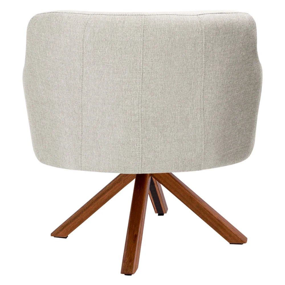 Poltrona Decorativa Giratória Base Giromad Madeira Jade C-107 Linho Bege - Domi