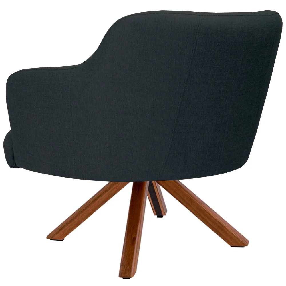 Poltrona Decorativa Giratória Base Giromad Madeira Jade Linho D-465 Chumbo - Domi