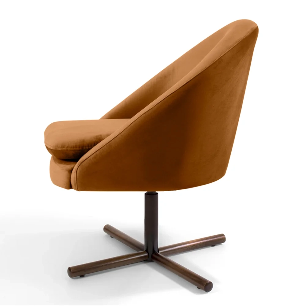 Poltrona Decorativa Base Xis Madeira Rafa C-262 Veludo Telha - Domi