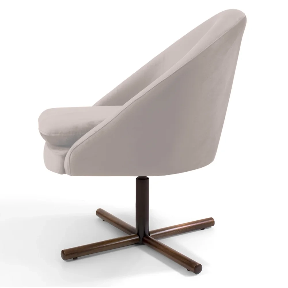 Poltrona Decorativa Base Xis Madeira Rafa C-309 Veludo Bege - Domi