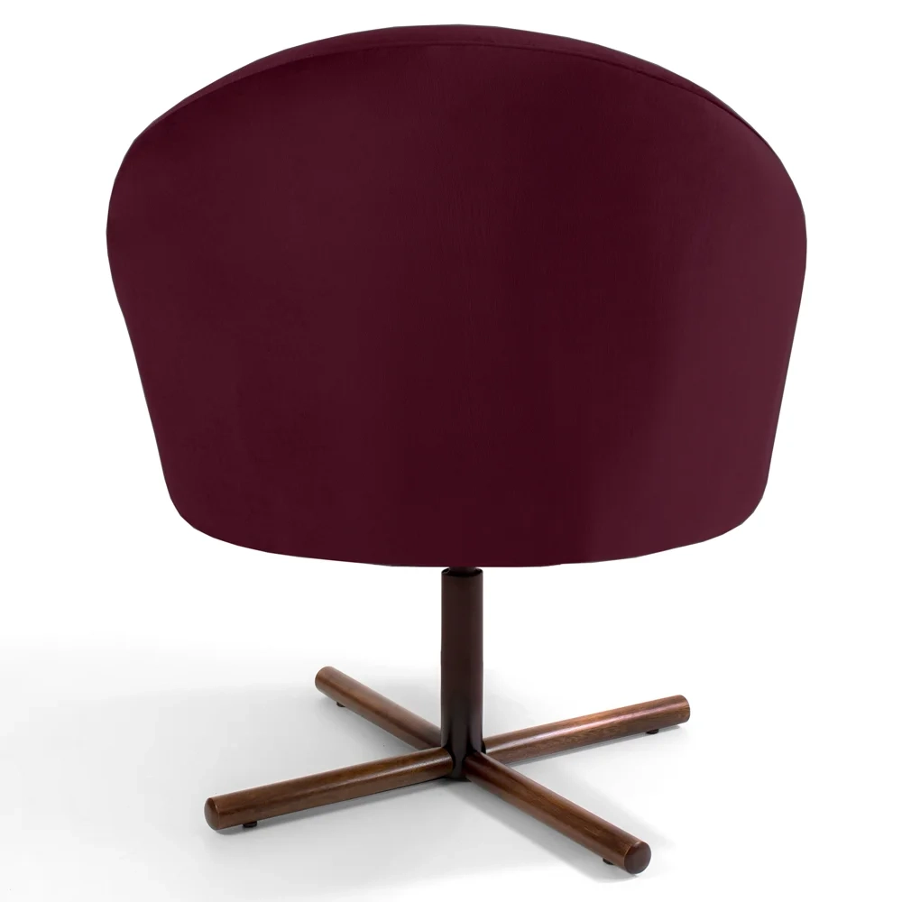 Poltrona Decorativa Base Xis Madeira Rafa C-278 Veludo Marsala - Domi