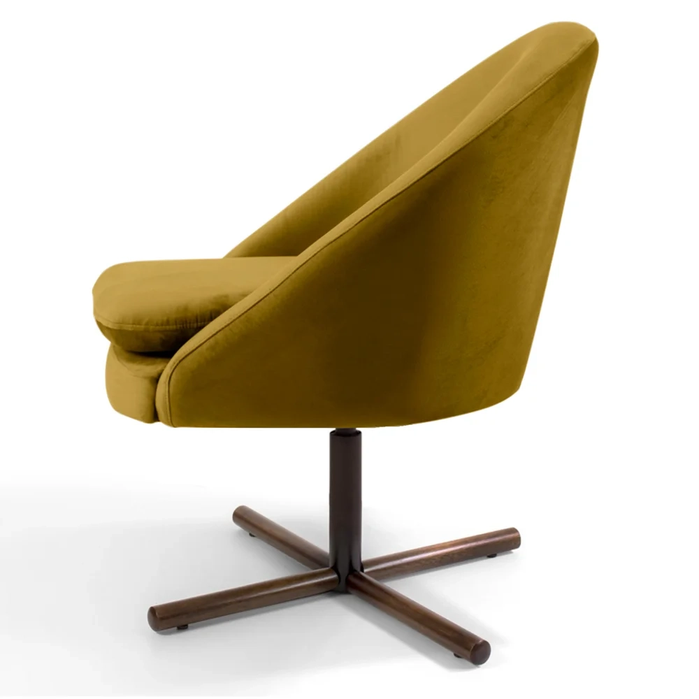 Poltrona Decorativa Base Xis Madeira Rafa C-279 Veludo Mostarda - Domi