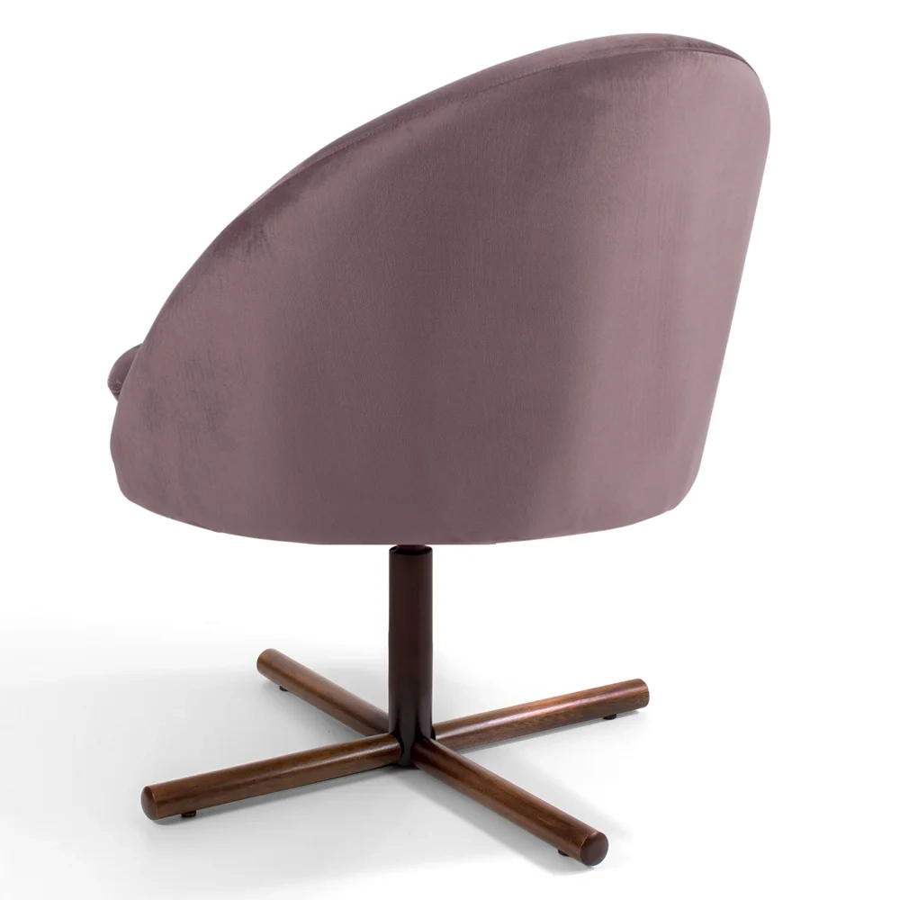 Poltrona Decorativa Base Xis Madeira Rafa C-305 Veludo Rosê - Domi