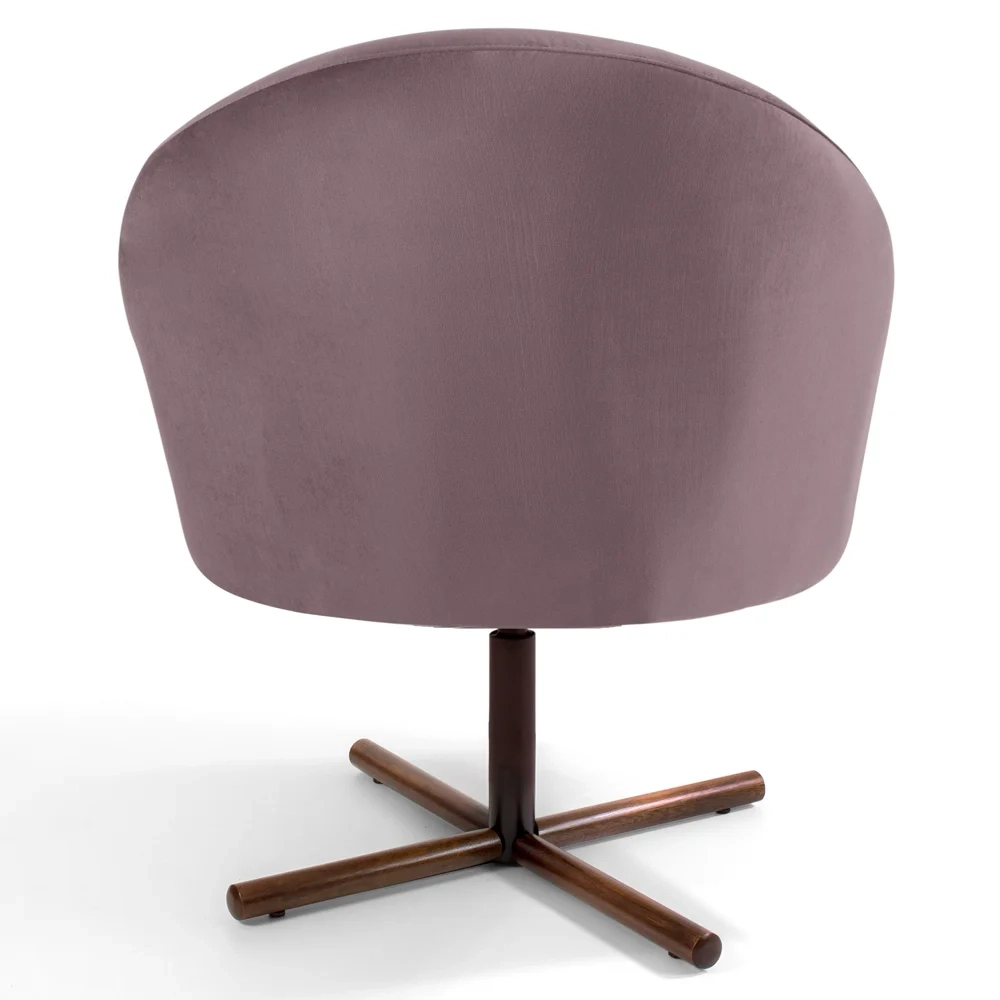 Poltrona Decorativa Base Xis Madeira Rafa C-305 Veludo Rosê - Domi