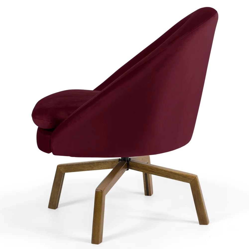 Poltrona Decorativa Base Ka Madeira Rafa Veludo C-278 Marsala - Domi