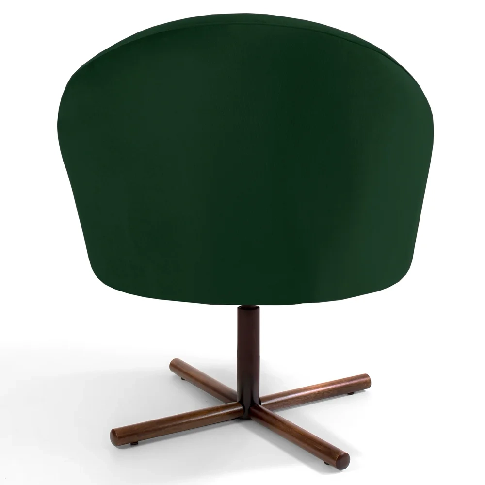Poltrona Decorativa Base Xis Madeira Rafa C-303 Veludo Verde Musgo - Domi