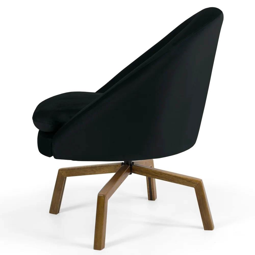 Poltrona Decorativa Base Ka Madeira Rafa Veludo C-300 Preto - Domi