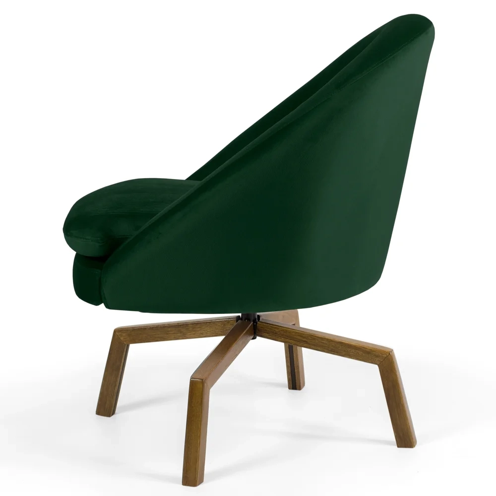 Poltrona Decorativa Base Ka Madeira Rafa C-303 Veludo Verde Musgo - Domi