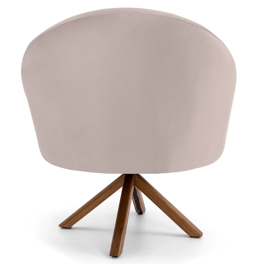 Poltrona Decorativa Base Giromad Madeira Rafa C-309 Veludo Bege - Domi