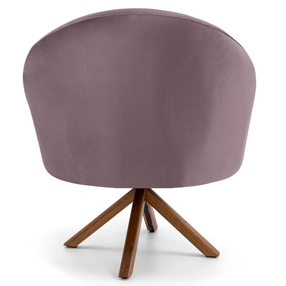 Poltrona Decorativa Base Giromad Madeira Rafa C-305 Veludo Rosê - Domi