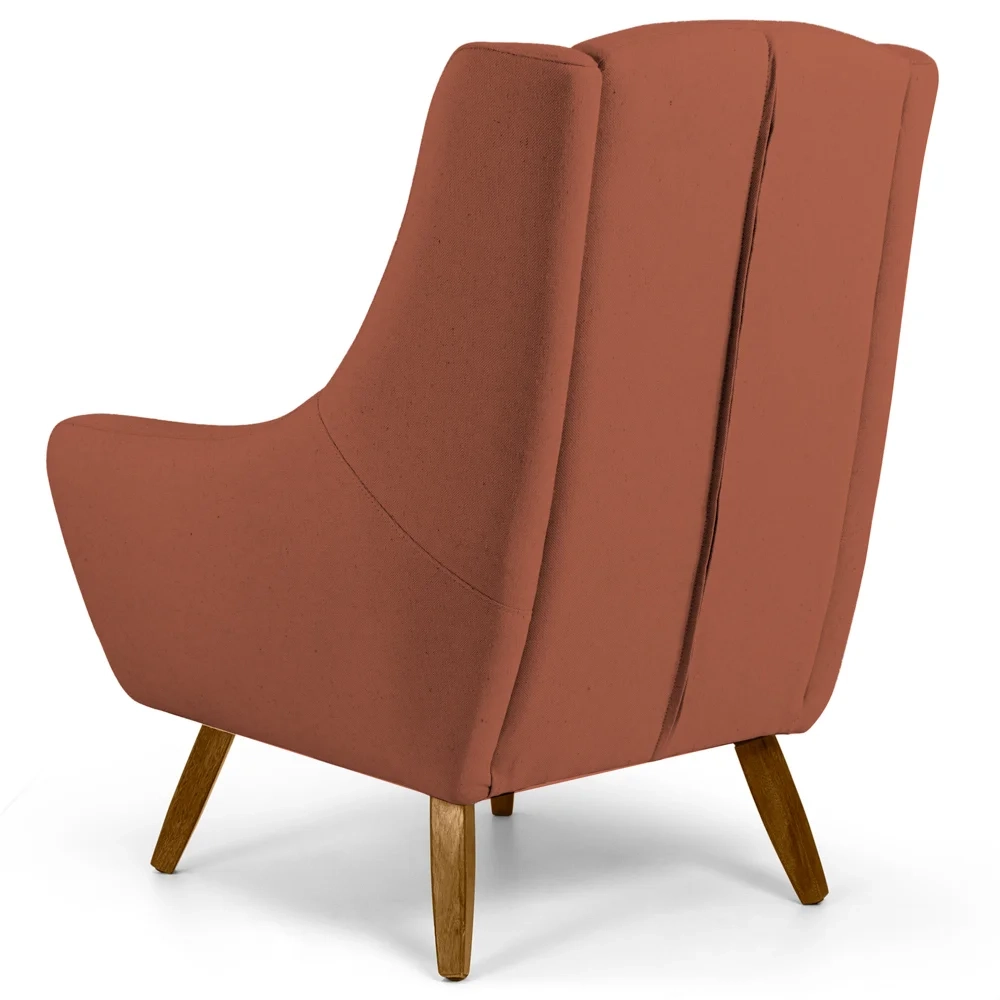 Poltrona Decorativa Pés Palito Madeira Juliet Veludo C-262 Telha - Domi