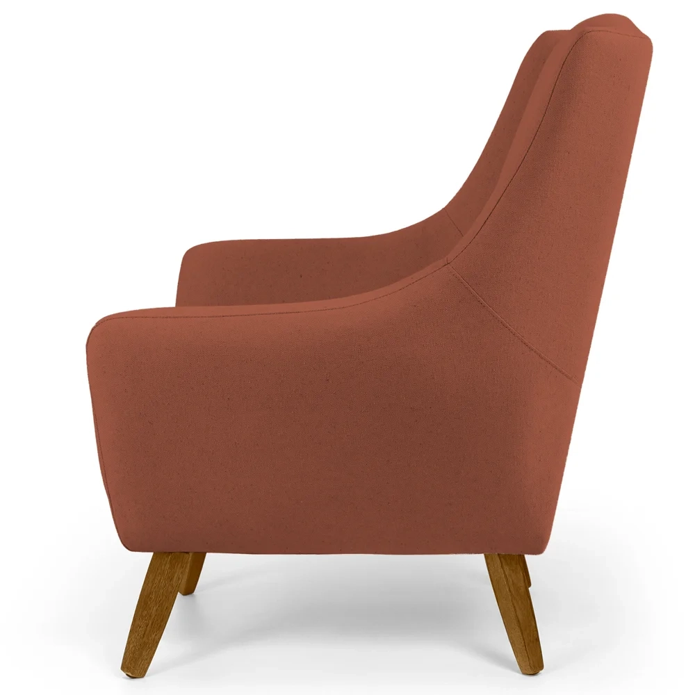 Poltrona Decorativa Pés Palito Madeira Juliet Veludo C-262 Telha - Domi