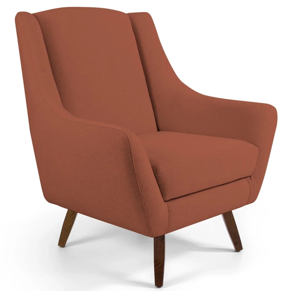 Poltrona Decorativa Pés Palito Madeira Juliet Veludo C-262 Telha - Domi