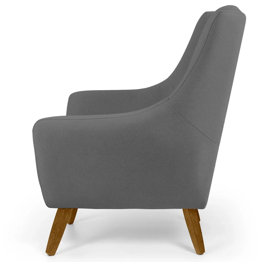 Poltrona Decorativa Pés Palito Madeira Juliet Veludo C-317 Cinza - Domi